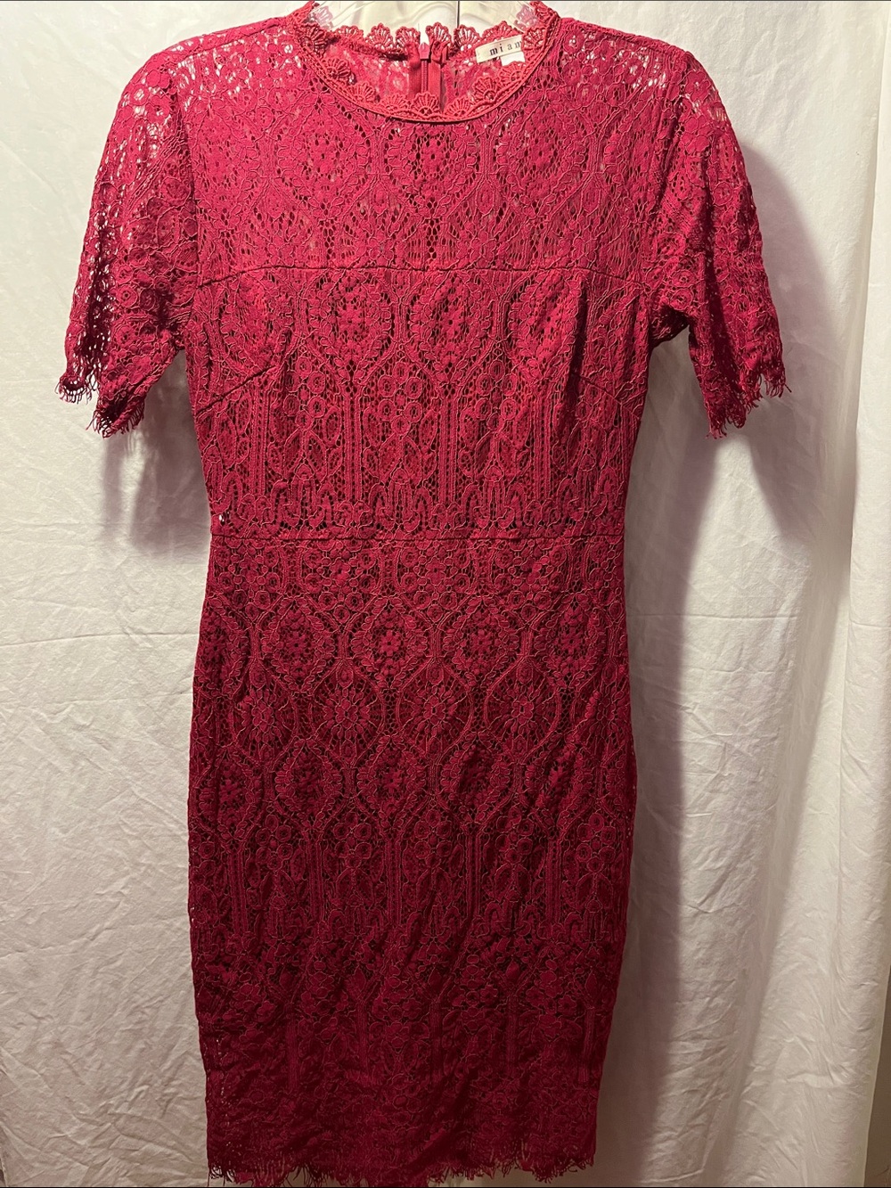 miami Raspberry Lace Midi Dress